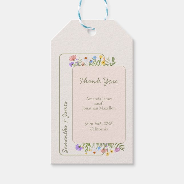 Modern Rustic Wildflower Wedding Gift Tags (Front)