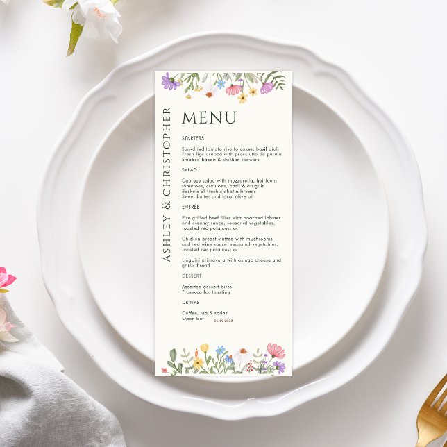 Modern Rustic Wildflower Wedding Menu (Creator Uploaded)