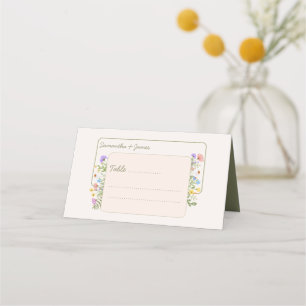 Modern Rustic Wildflower Wedding Place Card