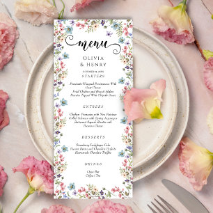 Modern Rustic Wildflowers Wedding Menu