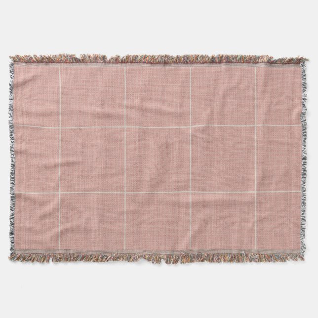 Modern Rustic Windowpane Plaid Linen Pink          Throw Blanket (Front)