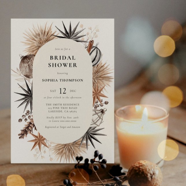 Modern Rustic Winter Christmas Bridal Shower  Invitation (Creator Uploaded)