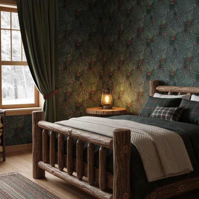 Modern Rustic Winter Pine Pattern Wallpaper (Creator Uploaded)