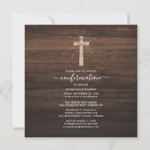 Modern Rustic Wood Cross Confirmation Invitation