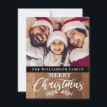 Modern Rustic Wood Family Photo Christmas Card<br><div class="desc">Modern Rustic Wood Family Photo Christmas Card - What a lovely way to send out your holiday greetings this holiday season. Your favourite photo is featured on this very special Christmas card and the card is personalised with your family name and Merry Christmas in pretty, modern script typography, and is...</div>