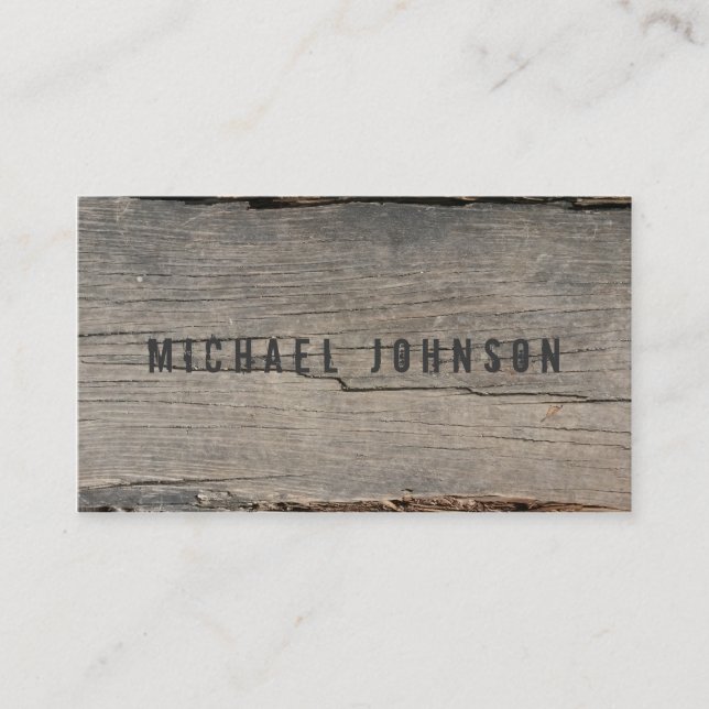Modern Rustic Wood Unique Business Card (Front)