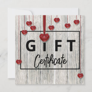 Modern Rustic Wood Valentines Day Hearts Gift Card