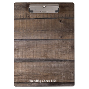 Modern Rustic Wood Wedding Planner Clipboard