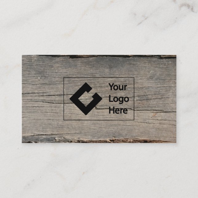 Modern Rustic Wood with Custom Logo Business Card (Front)
