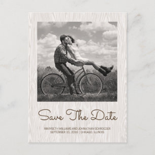 Modern Rustic Woodgrain Save The Date Postcard