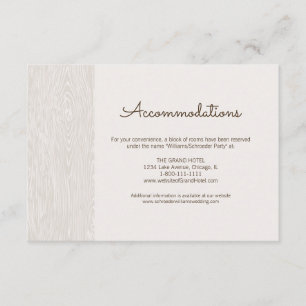 Modern Rustic Woodgrain Wedding Accommodation Card