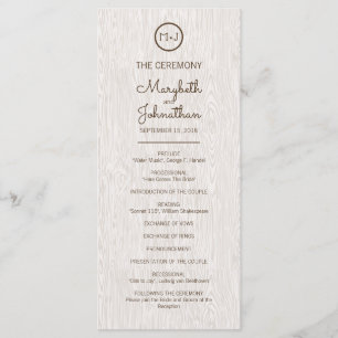 Modern Rustic Woodgrain Wedding Ceremony Program Programme