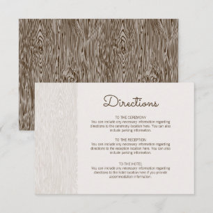 Modern Rustic Woodgrain Wedding Directions Card