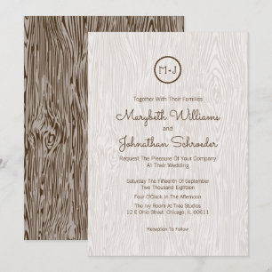 Modern Rustic Woodgrain Wedding Invitation Card