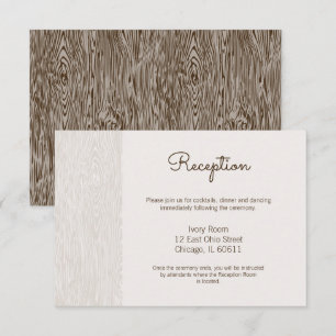 Modern Rustic Woodgrain Wedding Reception Card