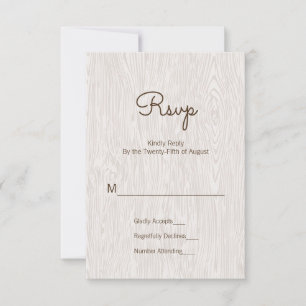 Modern Rustic Woodgrain Wedding RSVP Card