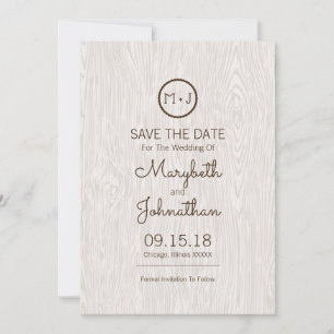 Modern Rustic Woodgrain Wedding Save The Date Card