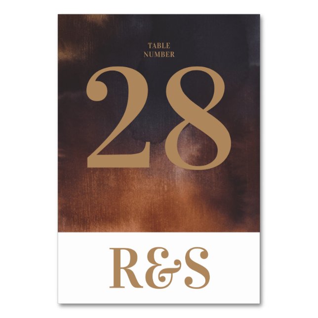 Modern Rusty Art Big Monogram Bold Simple Wedding Table Number (Front)