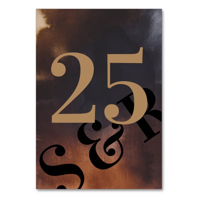 Modern Rusty Art Big Monogram Bold Simple Wedding Table Number (Front)