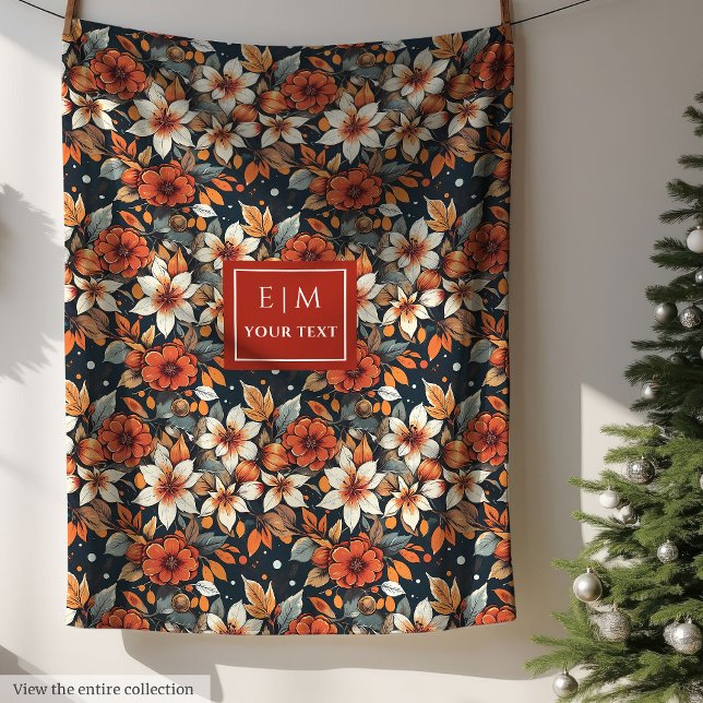Modern rusty flower blanket with custom name (Modern rusty flower blanket with custom name)