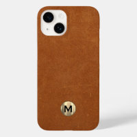 Modern Sable Leather Brushed Gold Monogram