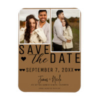 Modern Saddle Brown Save the Date 2 Photo Wedding