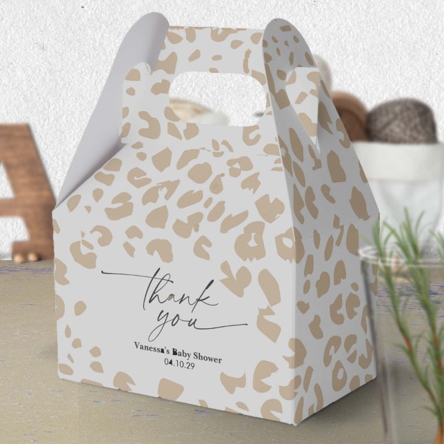 Modern Safari Animal Print Gender Neutral Shower Favour Box (Modern Animal Print Gender Neutral Baby Shower Favor box.)