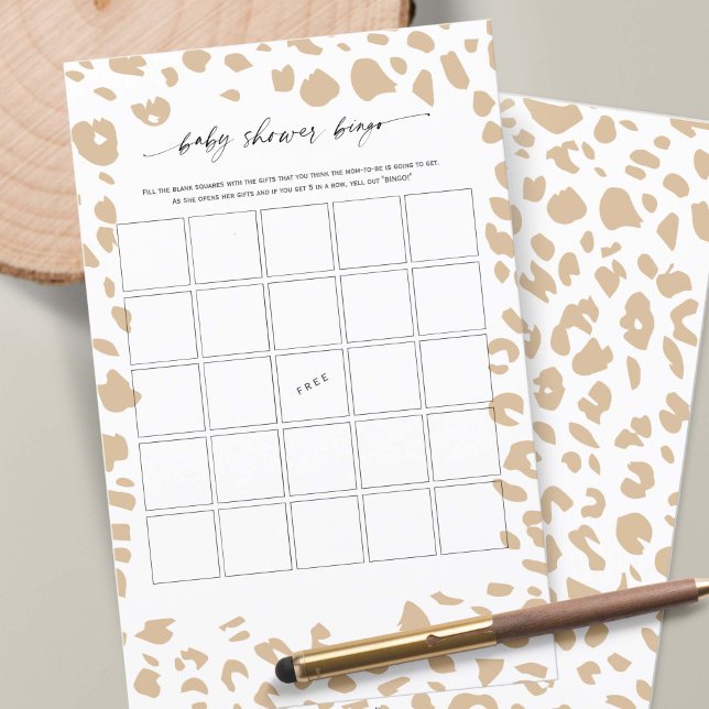 Modern Safari animal Prints Baby Shower Bingo (Gender Neutral Baby Shower BINGO game, Safari Animal Prints Themed Shower.)