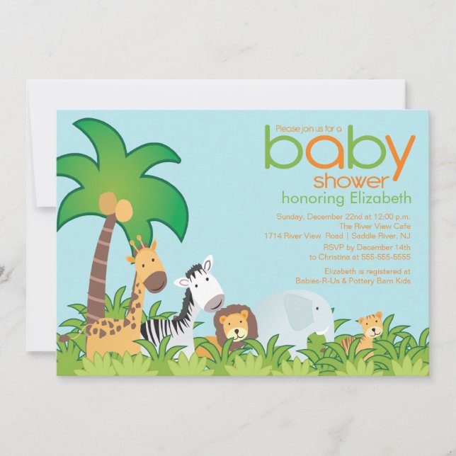 Modern Safari Animals Baby Shower Invitation (Front)