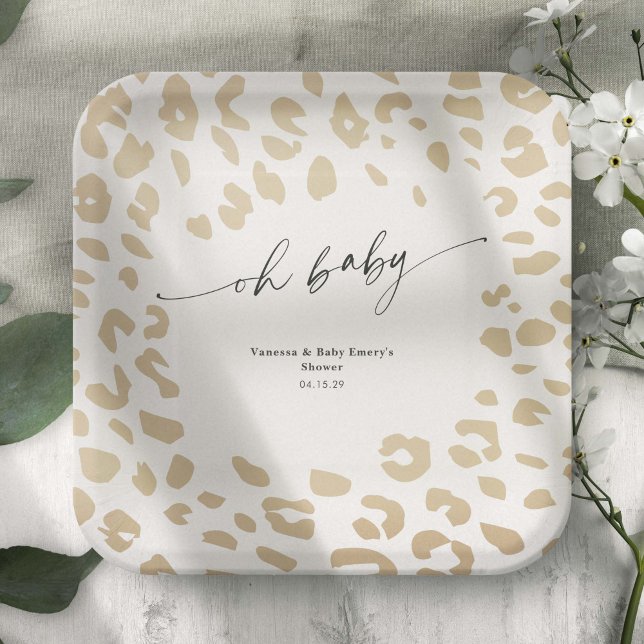 Modern Safari Animals Print Gender Neutral Shower Paper Plate (Modern Safari Animal Print, Gender Neutral Baby Sower Paper Plates.)