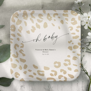 Modern Safari Animals Print Gender Neutral Shower Paper Plate