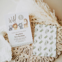 Modern Safari Animals Wild One 1st Birthday