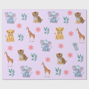 Modern Safari Jungle Animals elephant Tiger Lion Wrapping Paper