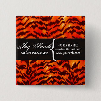 Modern Safari  WildLife Stripes Pattern  Name Tag 15 Cm Square Badge