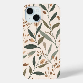 Modern Sage and Terracotta Floral Pattern iPhone 15 Case