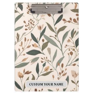 Modern Sage and Terracotta Floral Pattern Clipboard