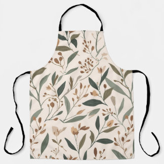 Modern Sage and Terracotta Floral Pattern Cooking Apron