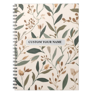 Modern Sage and Terracotta Floral Pattern Notebook