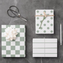 Modern Sage and White Gift Wrap Coordinated Trio