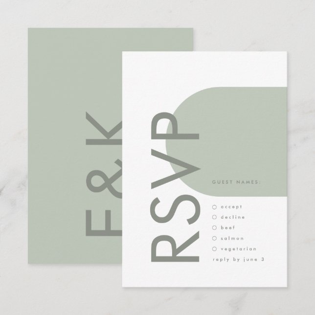 Modern Sage Arch Moss Abstract Japandi Minimalism RSVP Card (Front/Back)