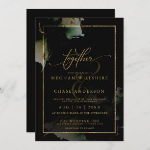 Modern Sage Black Custom2  Watercolor  Invitation
