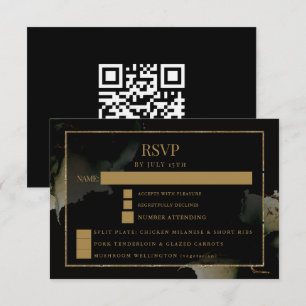 Modern Sage Black Custom RSVP Card