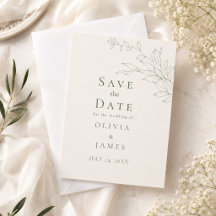 Modern Sage Botanical Save the Date Card