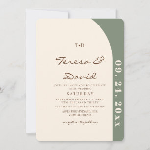 Modern Sage & Cream Boho Photo Wedding Invitation