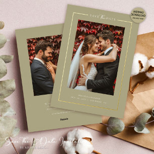 Modern Sage Elegant Photo Wedding Save the Date