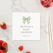 Modern Sage Gingham Bow Baby Shower