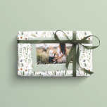 Modern sage green 1 photo Christmas elegant script Holiday Card<br><div class="desc">Modern minimal foliage wreath merry Christmas script holiday Christmas card. Hand painted eucalyptus,  minimal foliage and modern rustic rattan wreath give this holiday card a luxurious feel. In classy greens,  browns and grays.</div>