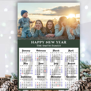 Modern Sage Green 2025 Calendar Minimalist Photo Holiday Card