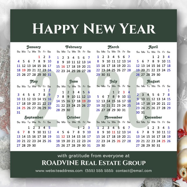 Modern Sage Green 2026 Calendar Business Magnetic (Creator Uploaded)