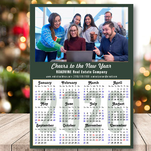 Modern Sage Green 2026 Calendar Business Photo Holiday Card